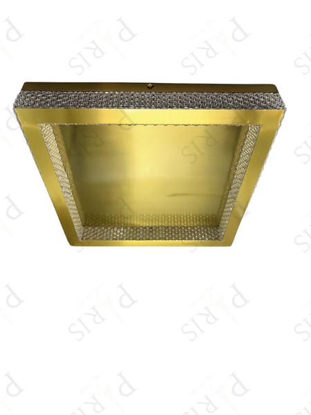 Imagem de Plafon Quadrado Cristais Dourado 40cm Led 40W 3000K Bivolt 14564-PL