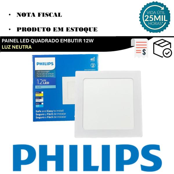 Imagem de Plafon Quadrado Embutir 12w Philips Branco Neutro 4000K