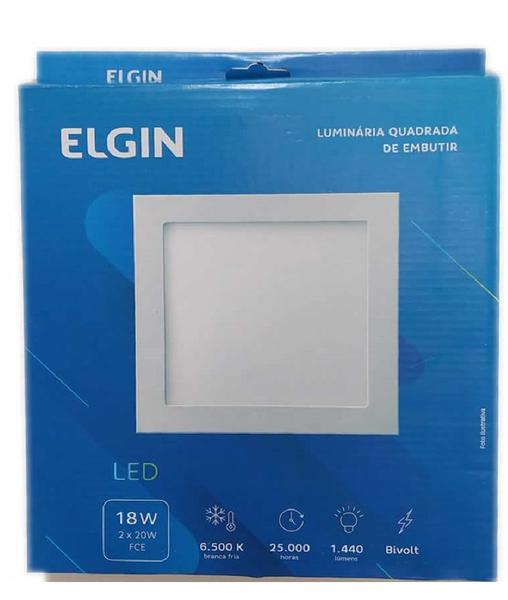 Imagem de Plafon quadrado embutir 18W branco frio ELGIN