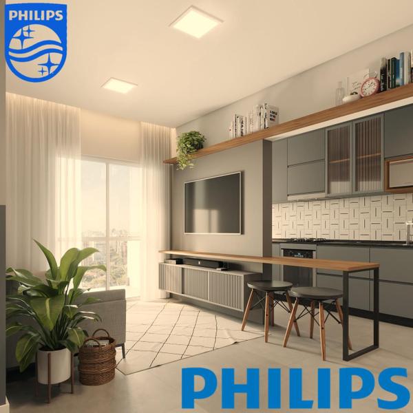 Imagem de Plafon Quadrado Embutir 18w Philips Luz Quente 3000K