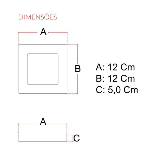 Imagem de Plafon quadrado sobrepor 6w branco quente AVANT