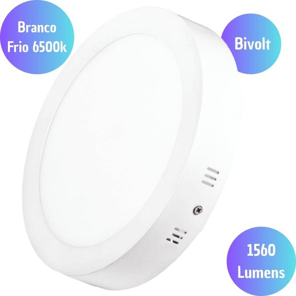 Imagem de Plafon Redondo de Alumínio Sobrepor 30x30 Led Branco Frio 6500K 24w Para Decoração de Apartamento e Casa