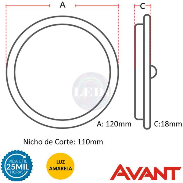 Imagem de Plafon Redondo Embutir 6W Branco Quente 3000k Amarelo