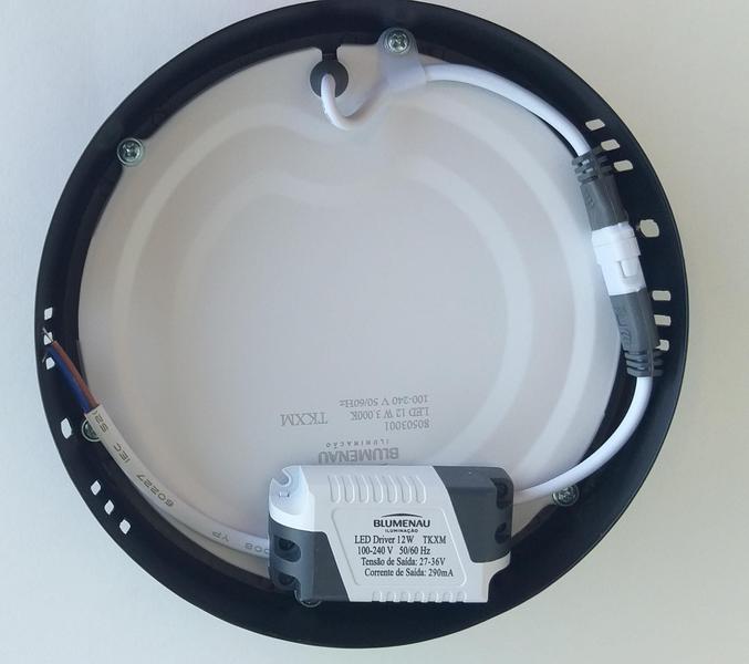 Imagem de Plafon redondo preto sobrepor led 12w luz  fria 6500k