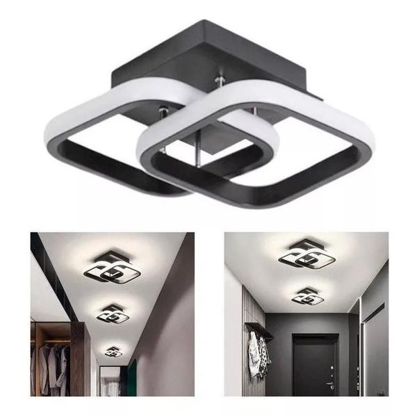 Imagem de Plafon Selene Quadrado Preto 37cm Led 20W 3 em 1 Bivolt Sala Quarto Banheiro