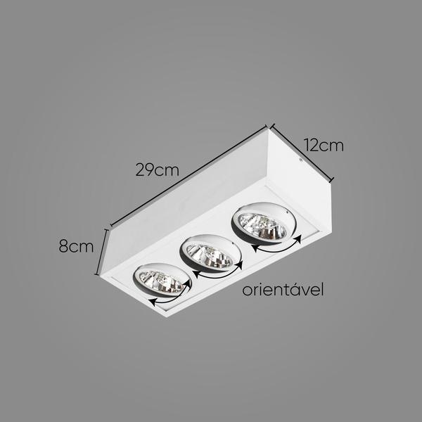 Imagem de Plafon Sobrepor Branco Box Orluce + 3X LED AR70 Branco Quente ST2762