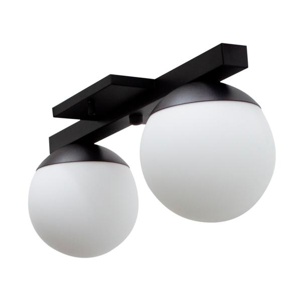 Imagem de Plafon Sobrepor de Teto lustre Jabuticaba Com 2 Globos Vidros 12cm Para sala, Cozinha, Quarto