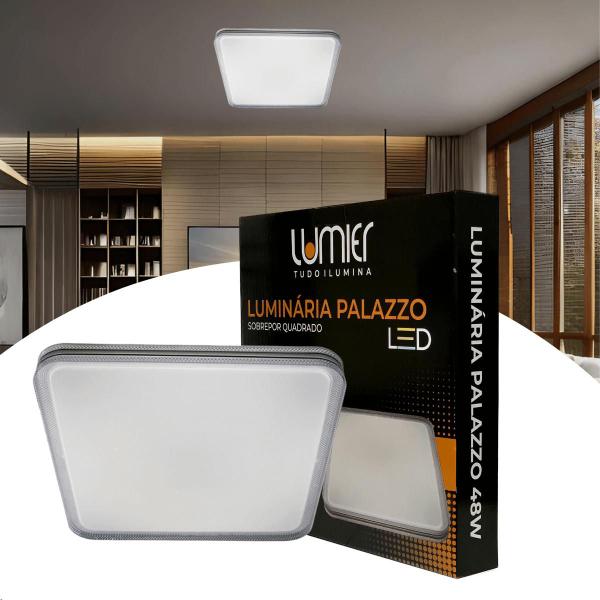 Imagem de Plafon Sobrepor led 48W 45cm 3 temperaturas 3/4/6000K IP20 Bivolt Moderno Lumier