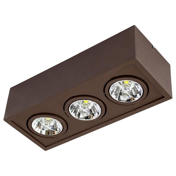 Imagem de Plafon Sobrepor Marrom Box Orluce + 3X LED AR70 Branco Quente ST2762