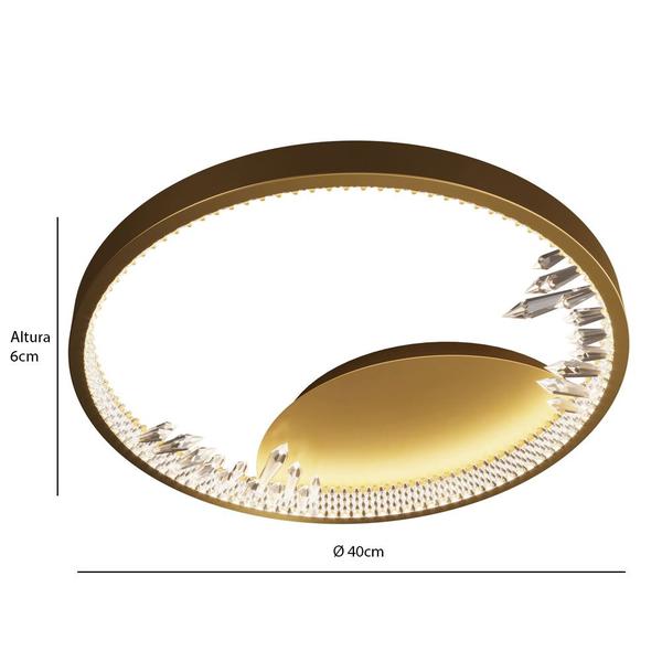 Imagem de Plafon Sobrepor Moderno Led 40w 3000k Dourado Cristallo 40cm Bivolt