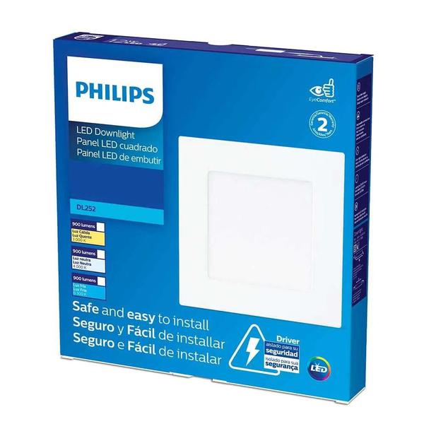 Imagem de Plafon sobrepor Philips quadrado 12W amarela 3000K BV 17x17