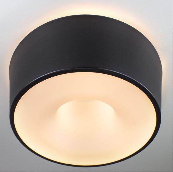 Imagem de Plafon Sobrepor Redondo 30cm Preto em Alumínio e Acrílico + 3 lâmpadas led 12w Branco Quente 3000k St951