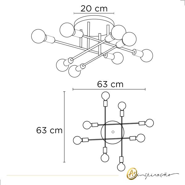 Imagem de Plafon Sobrepor Teto Hashtag Hastes Articuláveis 8XE27 Moderno Para Sala De Estar