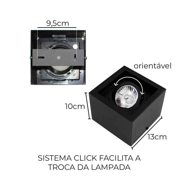 Imagem de Plafon Spot Sobrepor Box Foco Orientável p/ LED AR70 Starlumen ST2761