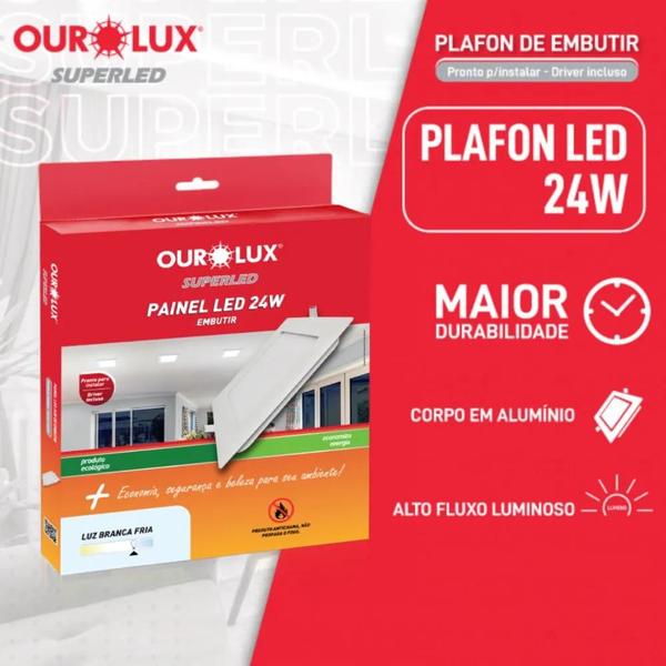 Imagem de Plafon Superled Embutir 24W BIV 6500K Quadrado Ourolux