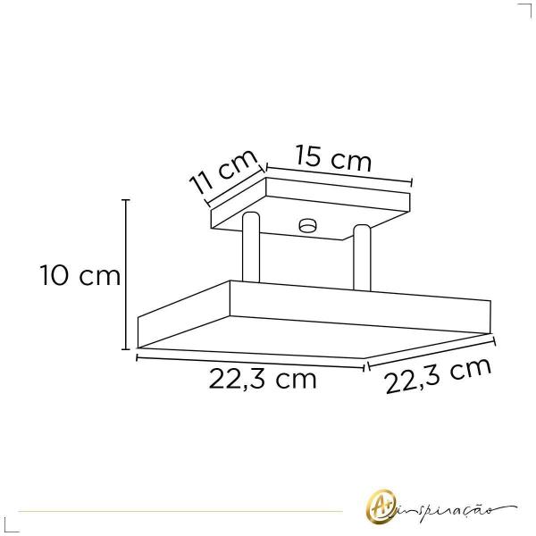 Imagem de Plafon Teto Quadrado Sobrepor Eclipse Luz Indireta Led 22X22