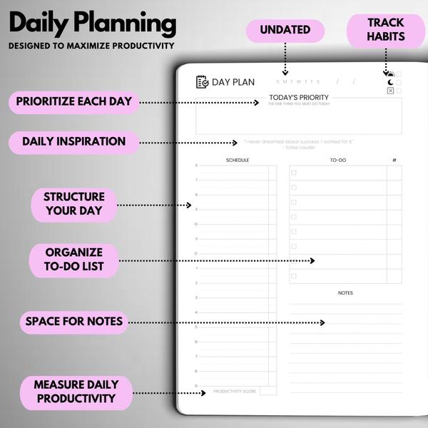 Imagem de Planejador de metas Wyze Planner 6 meses para produtividade Lilac