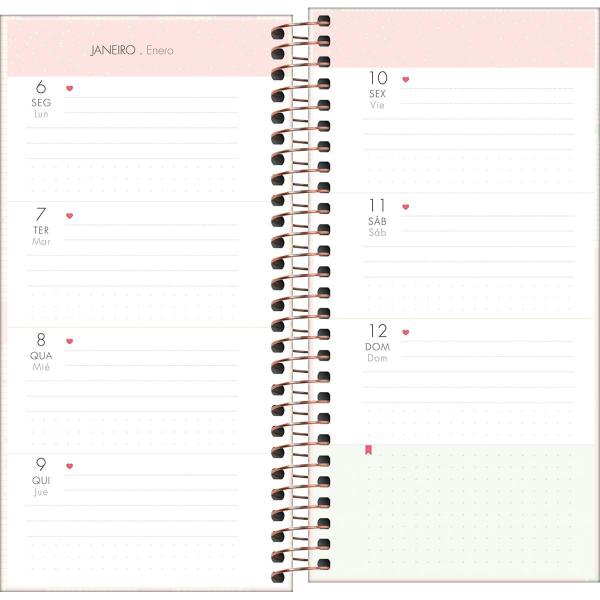 Imagem de Planner Espiral 11,9 x 24 cm Soho 90 G 2025 - Xadrez E Faixa Rosa Adventures