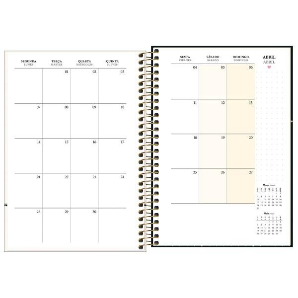 Imagem de Planner Espiral 12,9 x 18,7 cm West Village 2025 - Fundo Preto - Listras Bege