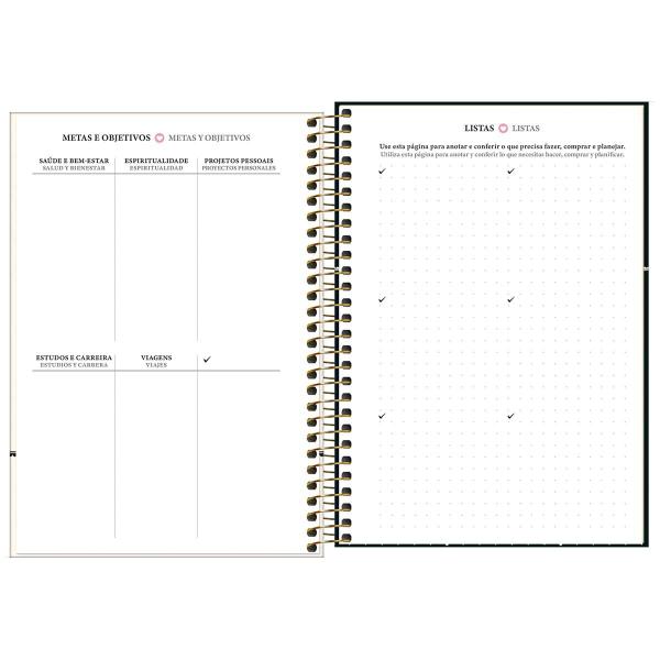 Imagem de Planner Espiral 12,9 x 18,7 cm West Village 2025 - Listras Bege, Branca E Preta