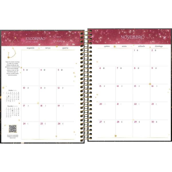 Imagem de Planner Espiral 17,7 x 24 cm Magic 2025 - Midnight Dreamer Fundo Escuro