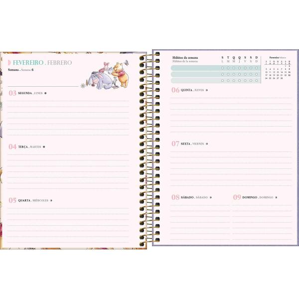 Imagem de Planner Espiral 17,7 x 24 cm Pooh 2025 - Pooh Abraços Com Amigos