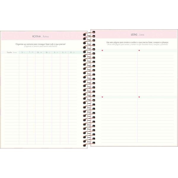 Imagem de Planner Espiral 17,7 x 24 cm Soho 90 G 2025 - Xadrez E Faixa Rosa Adventures