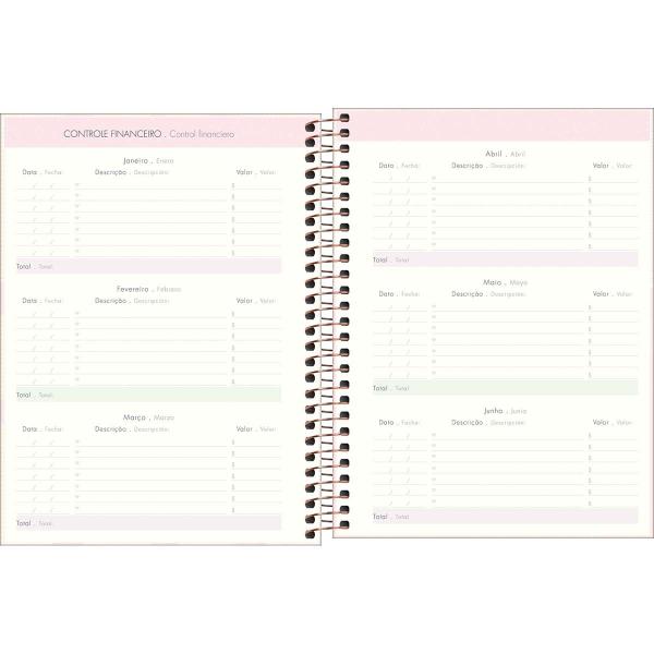 Imagem de Planner Espiral 17,7 x 24 cm Soho 90 G 2025 - Xadrez Rosa Bola Lilás Empathy