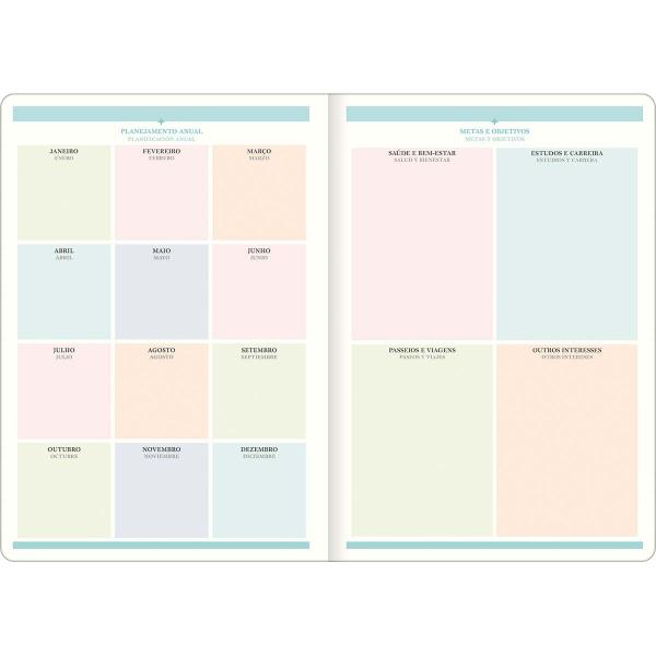 Imagem de Planner Grampeado 17,8 x 25,4 cm Happy 90 G 2025 - Azul E Verde