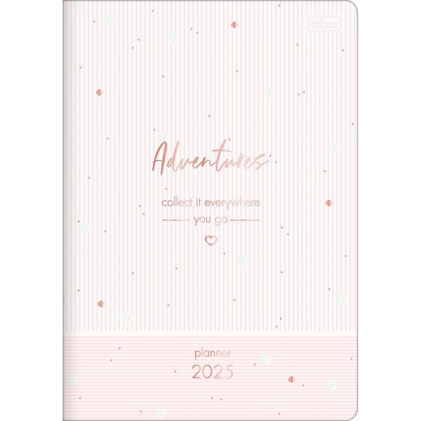 Imagem de Planner Grampeado 17,8 x 25,4 cm Soho 90 G 2025- Listras Lilás-Rosa Adventures