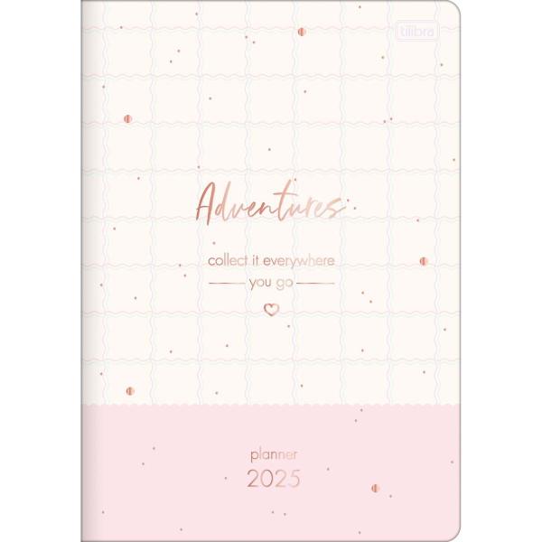 Imagem de Planner Grampeado 17,8 x 25,4 cm Soho 90 G 2025 - Xadrez E Faixa Rosa Adventures