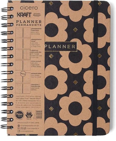 Imagem de Planner Permanente Wire-o Kraft Semanal Notas A5 Flores Max