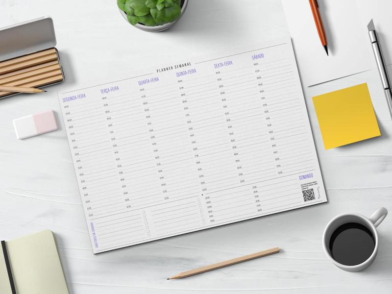 Imagem de Planner Semanal com Horário - 50 Folhas - Tamanho A4