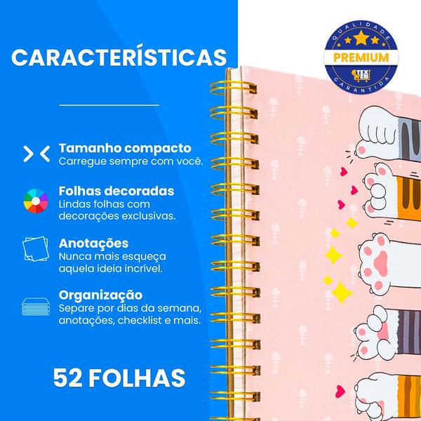 Imagem de Planner Semanal E Mensal Planejamento Não Datado Permanente