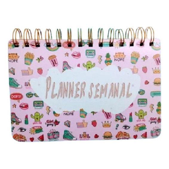 Imagem de Planner Semanal Permanente Não Datado Espiral Capa Dura Kawaii Fofura Agenda 52 Fls