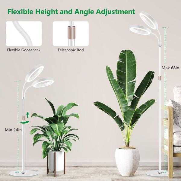 Plant Light Aumtrly Large, 2 cabeças, espectro completo, com suporte Imagem de Plant Light Aumtrly Large, 2 cabeças, espectro completo, com suporte
