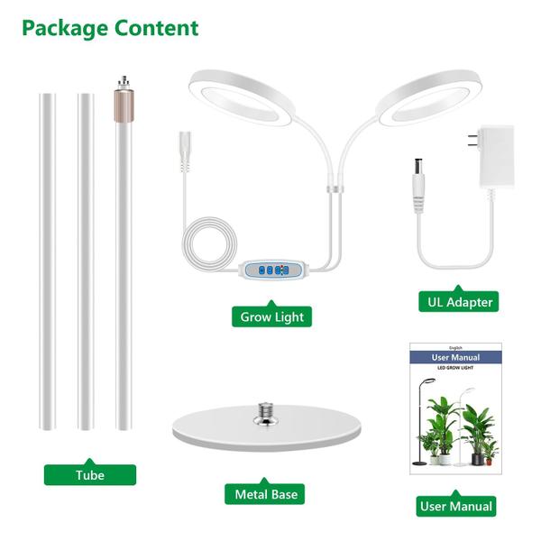 Plant Light Aumtrly Large, 2 cabeças, espectro completo, com suporte Imagem de Plant Light Aumtrly Large, 2 cabeças, espectro completo, com suporte