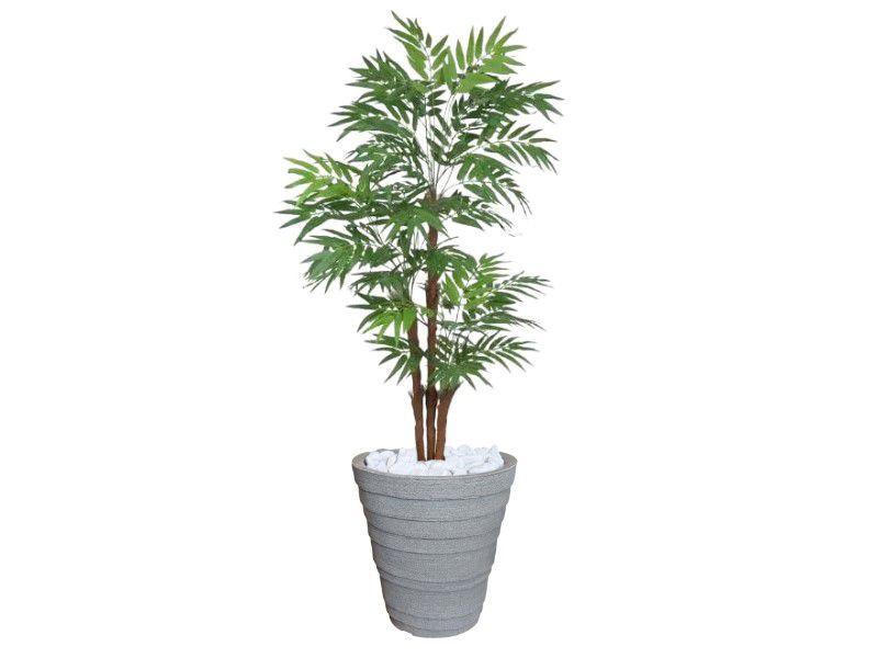 Imagem de Planta Artificial Árvore Palmeira Phoenix 1,77m kit + Vaso Redondo D. Grafiato Cinza 40cm