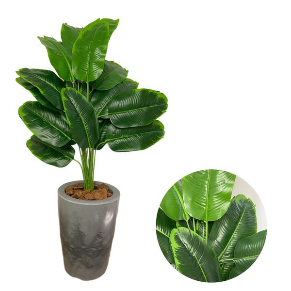 Imagem de Planta Artificial Bananeira + Vaso Cone Marmorizado Completo