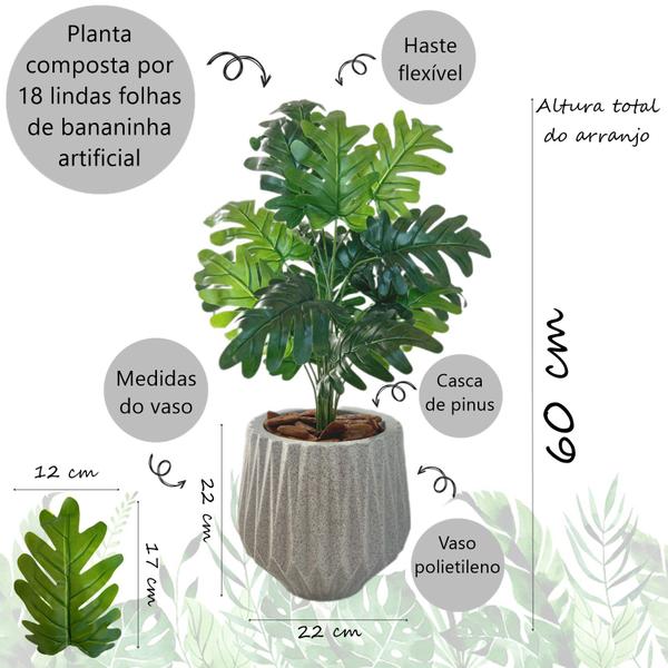 Imagem de Planta Artificial Bananinha Com Vaso Origami Cores Folhas