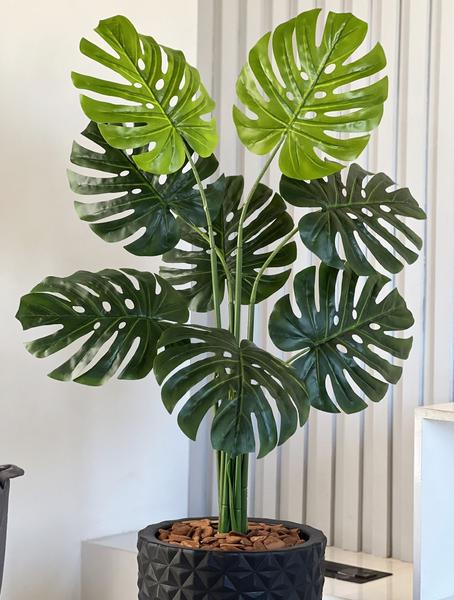 Imagem de Planta Artificial Costela de Adão 8 Folhas Grandes Decoração