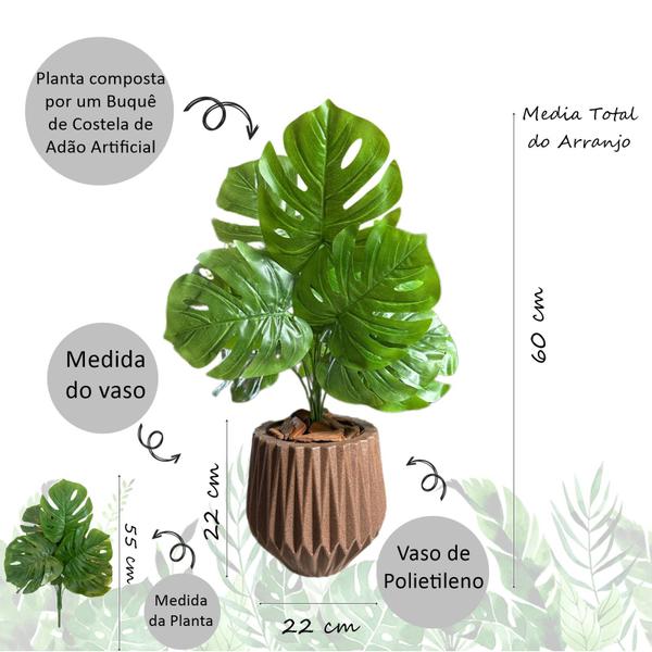 Imagem de Planta Artificial Costela de Adão Folhas + Vaso Polietileno 