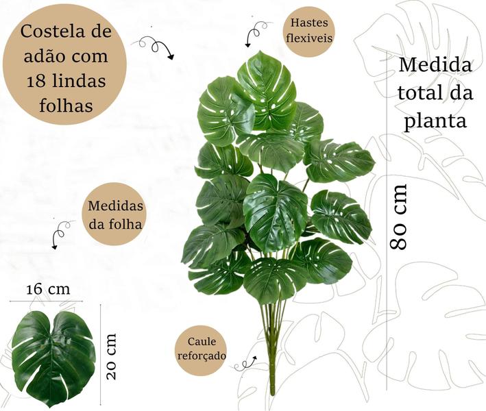 Imagem de Planta Artificial Costela De Adão Grande 18 Folhas 80cm