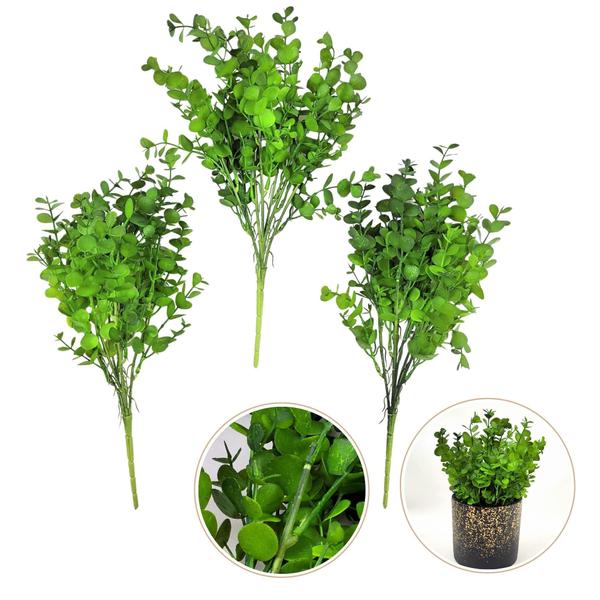 Imagem de Planta Artificial Eucalipto Verde Buquê 37X17Cm Kit 3Pc