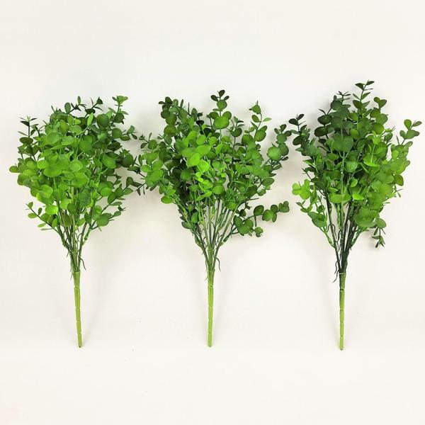 Imagem de Planta Artificial Eucalipto Verde Buquê 37X17Cm Kit 3Pc