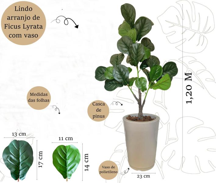 Imagem de Planta Artificial Ficus Lyrata Com Vaso Liso Polietileno