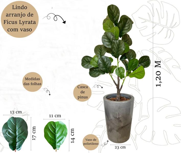 Imagem de Planta Artificial Ficus Lyrata Com Vaso Liso Polietileno