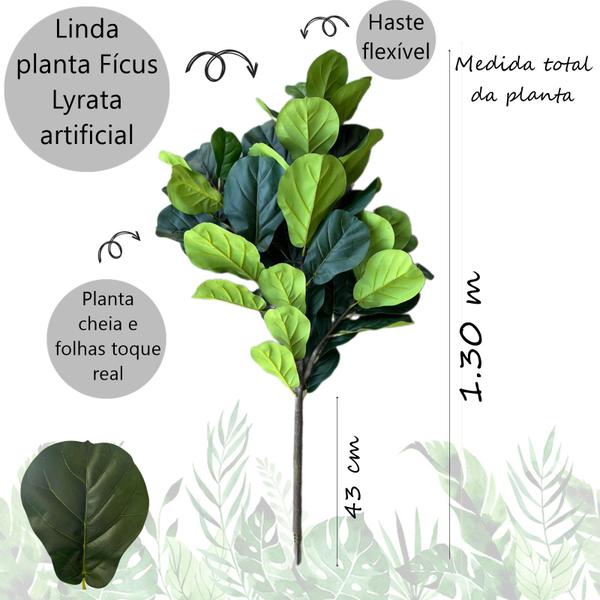 Imagem de Planta Artificial Ficus Lyrata Grande Folhas Realista Casa