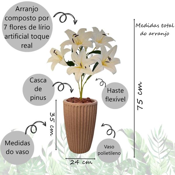 Imagem de Planta Artificial Lirio com Vaso Cone Polietileno Completo