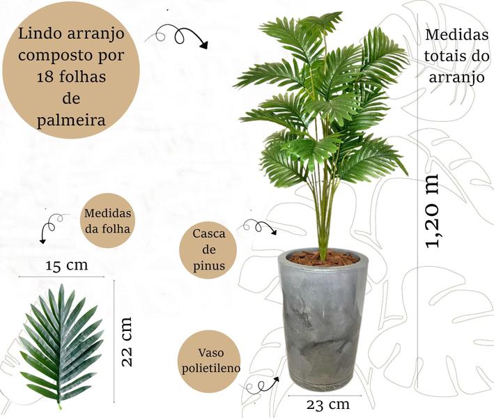 Imagem de Planta Artificial Palmeira Com Vaso Cone Polietileno Polido